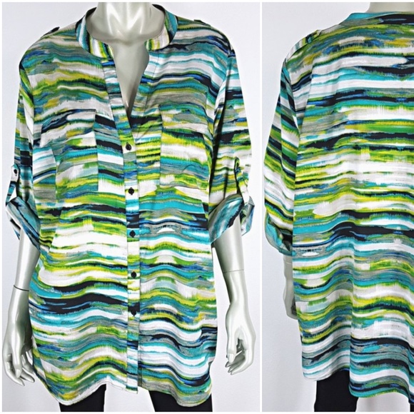 Calvin Klein Tops - Calvin Klein Plus Size 3X Green Tab Sleeve Tunic